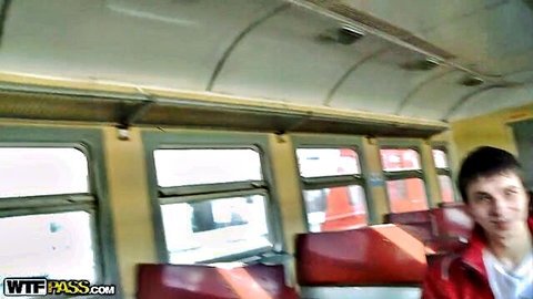 Liona Levi in casual train threesome with two guys - Juliya