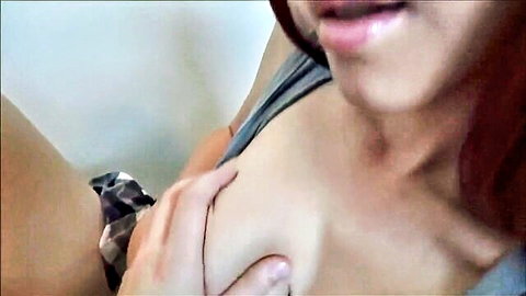 Lilian Stone exposes breast with hand fondling in stepsis tease