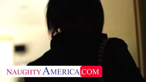 Eva Angelina rear view in sexy black coat at open house
