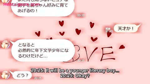 Blushing pink-haired 3D hentai schoolgirl flirts in heart-filled scene