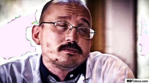 Creepy doctor Donny Sins in glasses stares intently, Pure Taboo with Vanessa Vega
