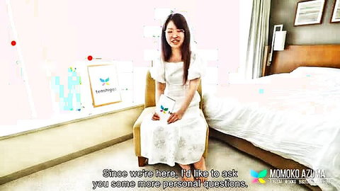 Momoko Azuma in white dress, JAV office lady interview debut