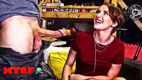 Natalie Porkman smiles at teacher's big cock exposed, stunning brunette teen