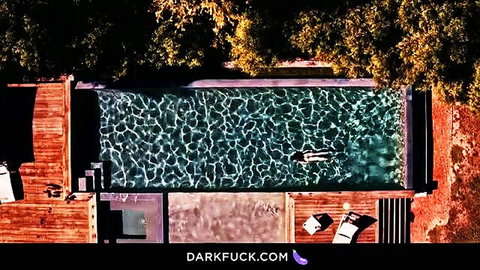 Haley Reed nude in pool, hot blonde babe overhead view