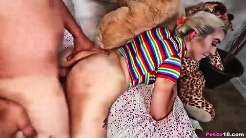 Cameron Minx petite blonde fucked from behind in striped top