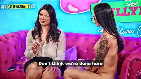 Clara Wellen nude on Califórnia TV talk show, tattoos, spread legs pussy