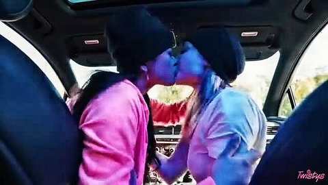Lulu Chu, Demi Hawks & Sedona Reign ski mask kiss in car
