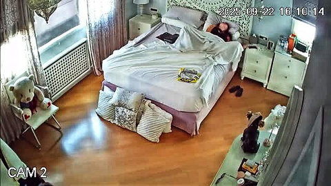 Amateur sleeping woman in bed, sheets slipped off, VIPCC IPCAM 1800 Part 2