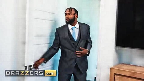 Sinatra Monroe in suit at door, hot Brazzers thumbnail