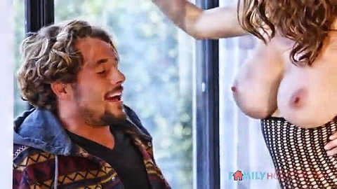 Alexis Fawx big tits exposed to horny stepson in striptease