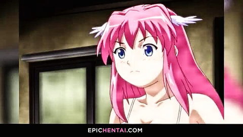 Pink-haired anime girl with wings in lingerie stares intensely