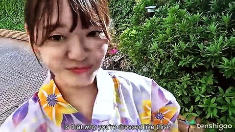 Aki Igarashi in floral dress outdoor JAV tease