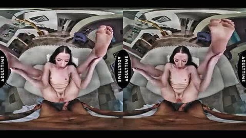 Slim Asian babe feet up wide spread pussy solo VR thumbnail