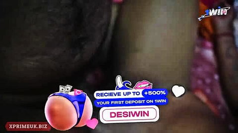 Curvy Indian woman in blue thong showing huge ass, DesiWin promo