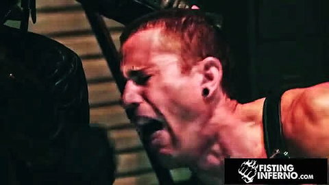 Redhead man screams in intense fisting BDSM scene from Fisting Inferno