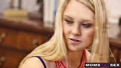 Blonde babe in tank top closeup from Moms Teach Sex
