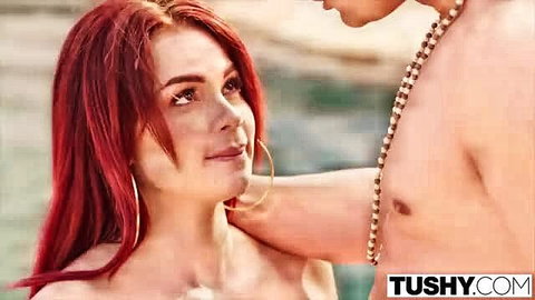Skyla Novea redhead beauty nude with hot guy Tushy