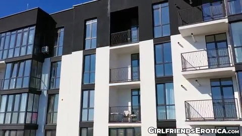 Alaina Taylor and Lizzie Love on sunny balcony apartment