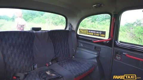 Ariela Donovan in Fake Taxi cab with green bushes outside