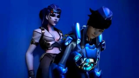 Widowmaker gropes Genji's bulge in sexy Overwatch 3D hentai tease