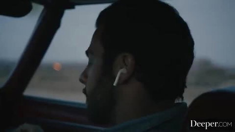 Seth Gamble in car with AirPods, Gabbie Carter clothed car sex