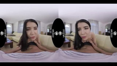 Lady Dee Asian beauty topless on sofa in VR POV