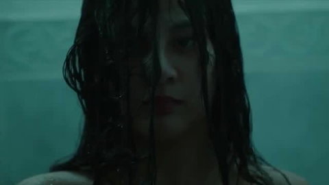 Hershie De Leon wet nude shower scene, dark hair, intense gaze