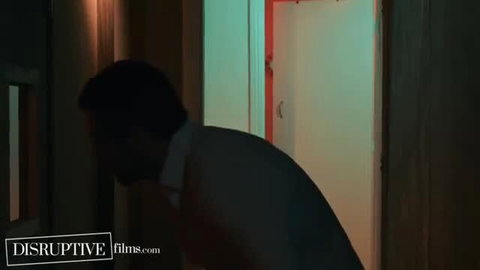 Hunk in suit spying on bathhouse DP threesome action