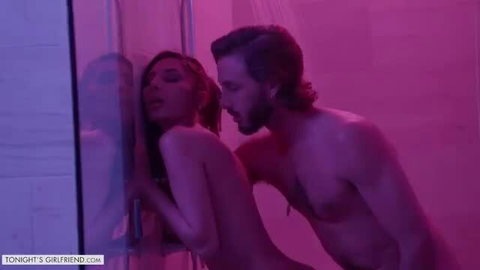 Gianna Dior nude in steamy shower tease with man, small tits