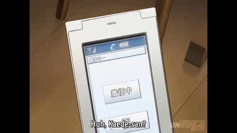 Anime JAV girl Kaede sucking cock under table on phone