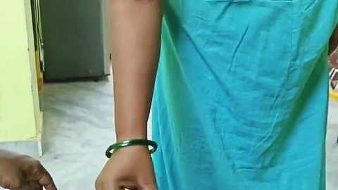 Desi maid in turquoise saree blouses arm grabbed by man in hot homemade fuck