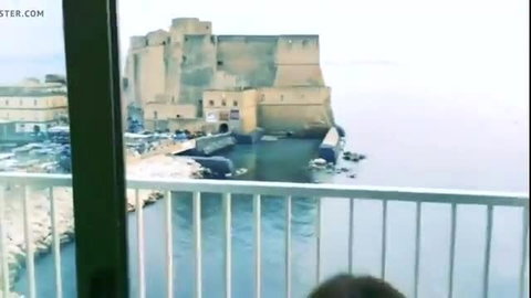 Italian wife anal sex on balcony with cum in ass view