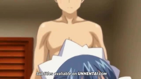 Anime hentai boy caught fucking pretty blue-haired stepsister