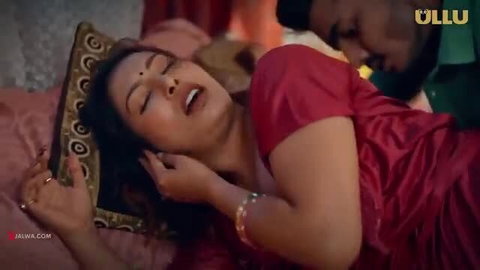 Hot Indian desi wife in red saree moans in hardcore sex scene