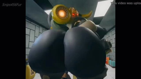 Orisa Overwatch 3D hentai closeup on massive black ass cheeks