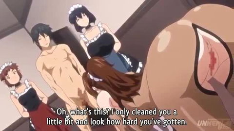 Hentai stepmom and busty stepdaughters shocked at hard cock in orgy