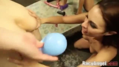 Phoenix Marie in lesbian anal gaping with blue toy and nude brunette