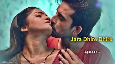 Stunning Indian babe in passionate neck kiss hot scene
