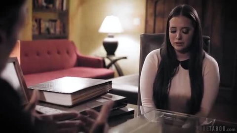 Gia Paige as desperate bride confessing to priest in taboo scene
