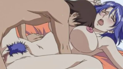 Blue-haired busty anime hentai mom fucked hard in missionary