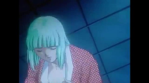 Lady Blue ep 2 turquoise bob hair anime girl in red plaid shirt