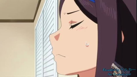 Purple-haired JAV anime girl with seductive side profile gaze