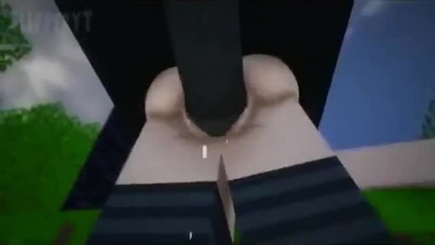Minecraft animation Jenny huge ass closeup on thick cock, low angle view