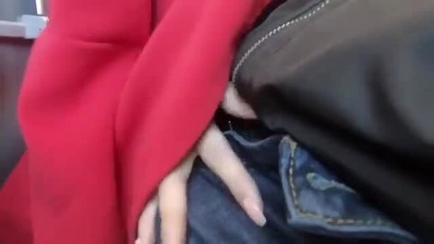 Lexi Aaane red coat handjob on airplane bulge public tease
