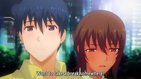 Lovepoke Mom's Friend hentai couple in city night, flirty break invite