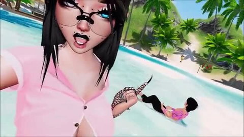 Avi Collaboration More Sex On The Beach Teaser: goth girl selfie with bound man on beach