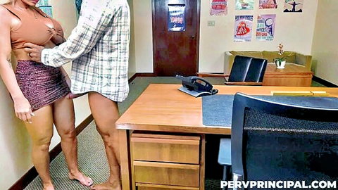 Busty MILF Robbin Banx groped by principal in office to save son