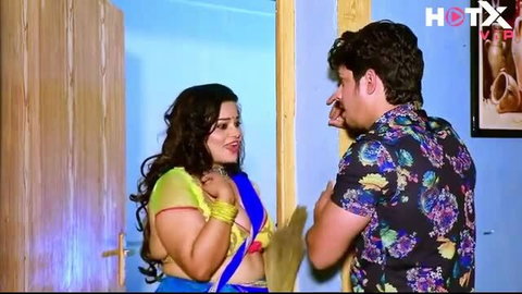Indian maid Kanta Bai big booty in tight saree, teasing closeup