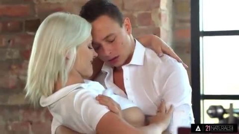 Zazie Skymm blonde beauty in intimate embrace with stud