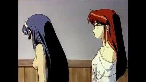 Stainless Night ep1 anime hentai thumbnail: blue-haired nude girl and redhead in wet shirt side profile